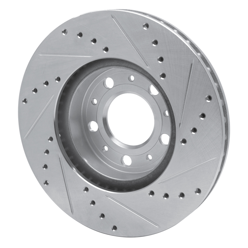 Volvo S70 Brake Rotor (1) - Front Left - R1 Concepts - Drilled & Slotted - Silver - `95-`04